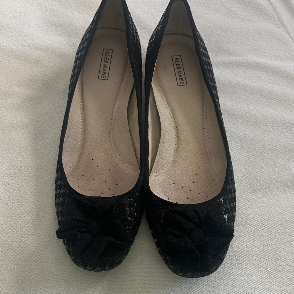 Alex Marie Black Women's Bow-Accent Ballet Flats